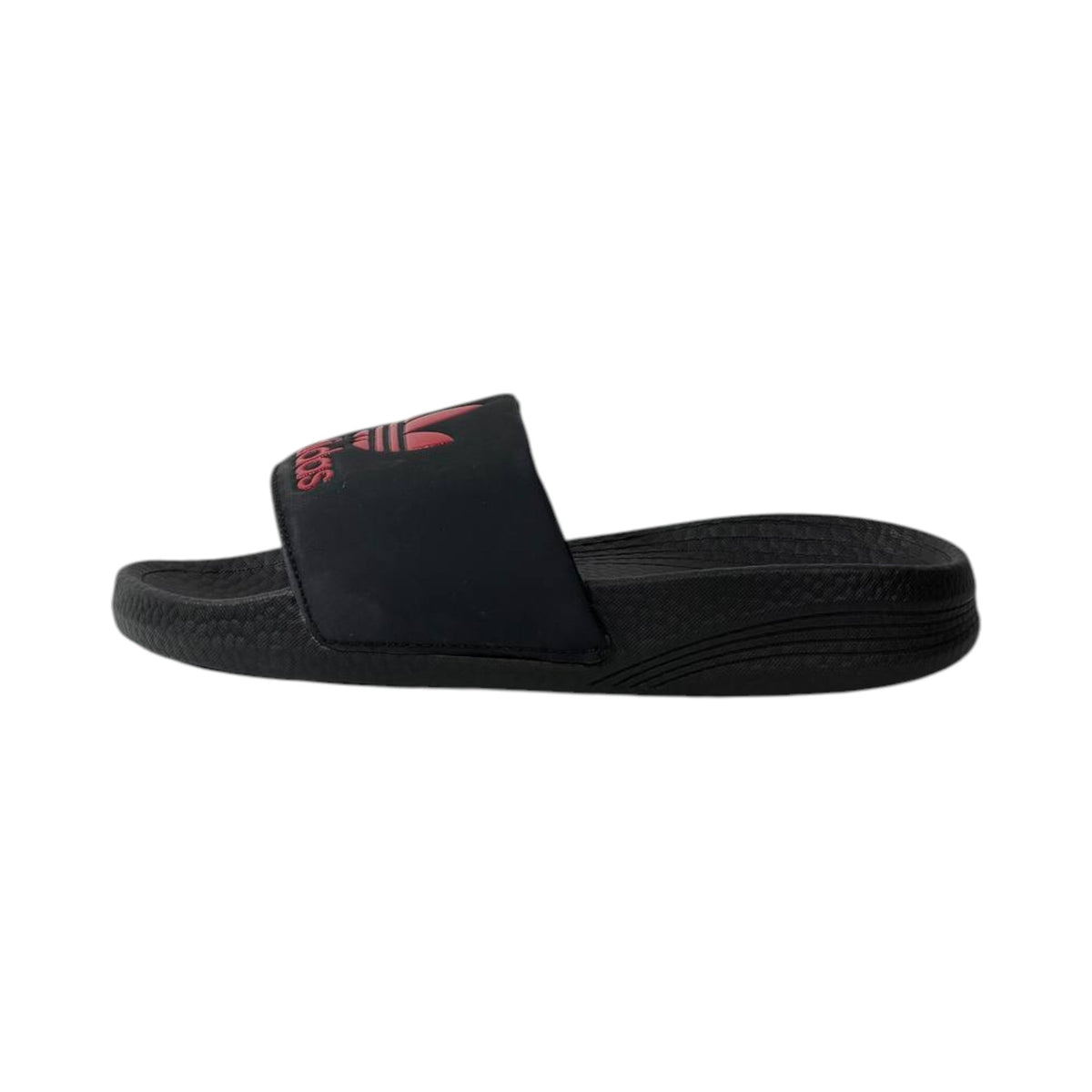 🩴 Adidas Originals Trefoil Slides – Black & Red Edition 🔴🖤✨