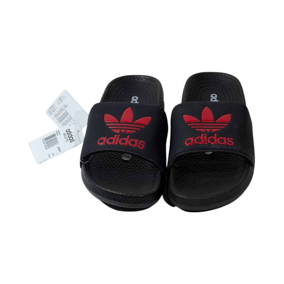 🩴 Adidas Originals Trefoil Slides – Black & Red Edition 🔴🖤✨