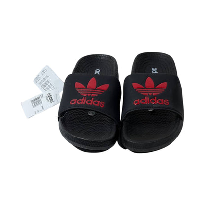 🩴 Adidas Originals Trefoil Slides – Black & Red Edition 🔴🖤✨