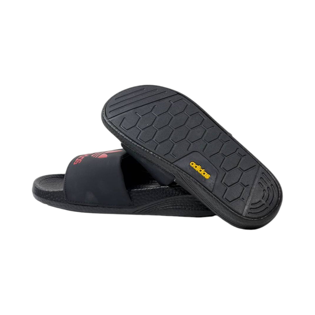 🩴 Adidas Originals Trefoil Slides – Black & Red Edition 🔴🖤✨