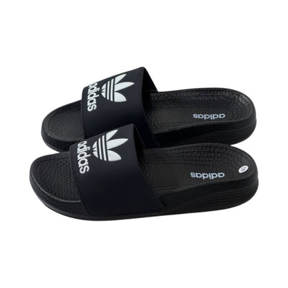 🩴 Adidas Originals Trefoil Slides – Classic Black Edition 🖤🤍✨