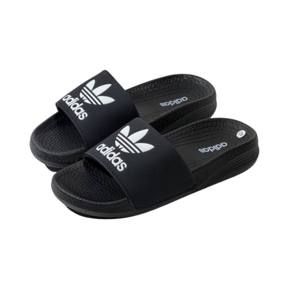 🩴 Adidas Originals Trefoil Slides – Classic Black Edition 🖤🤍✨