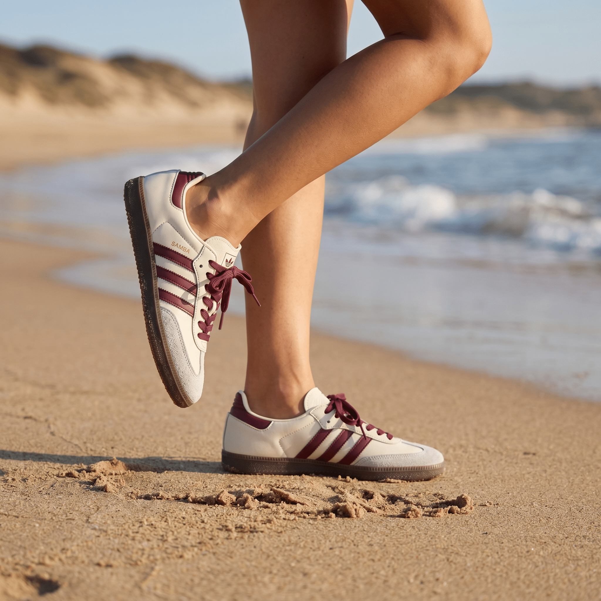 Adidas Samba Cream & Burgundy 👟🤍🍷