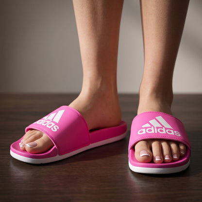 Adidas Slides – Pink Logo Slide 🩷