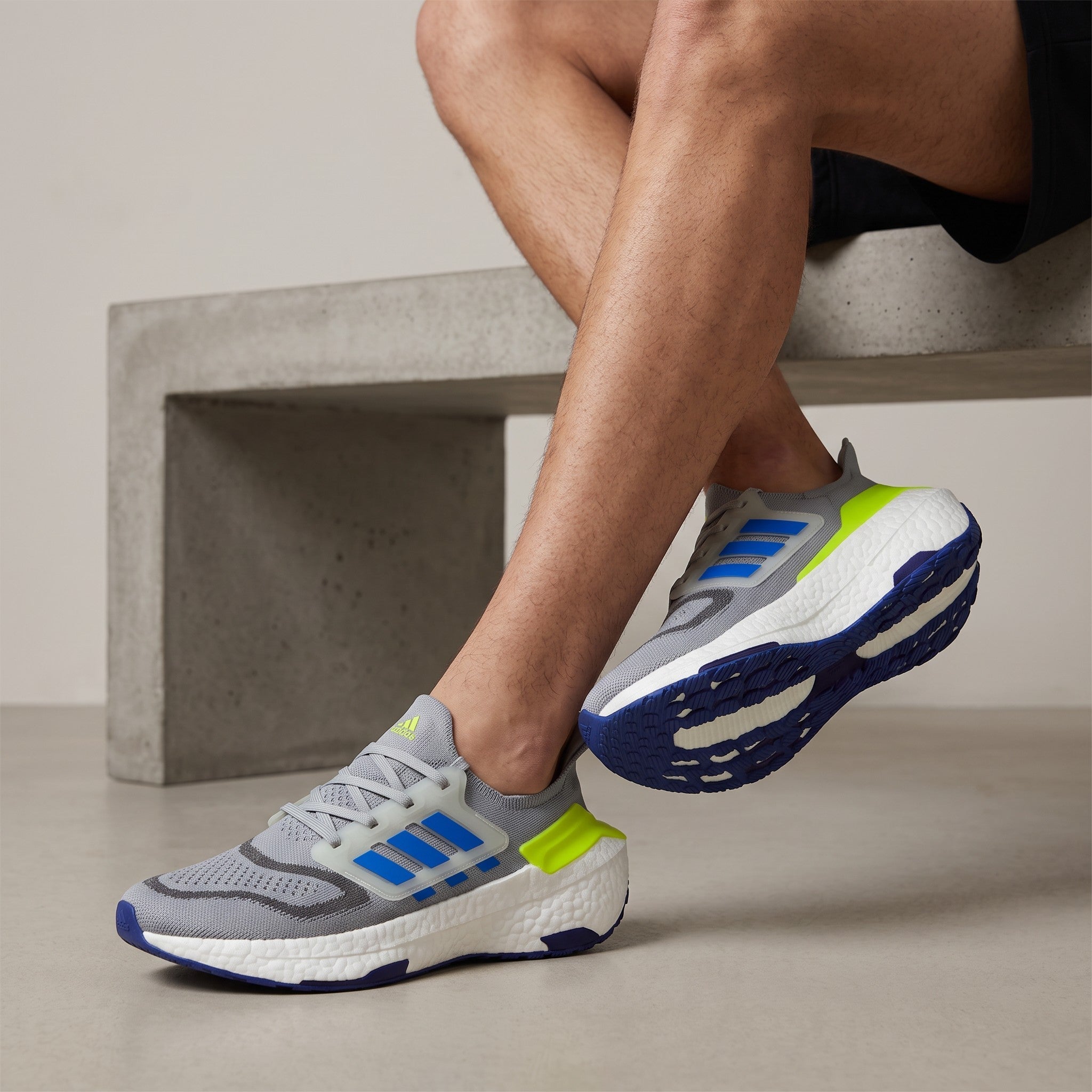 Adidas Ultraboost Running Shoes – Grey/Blue/Lime ⚡👟