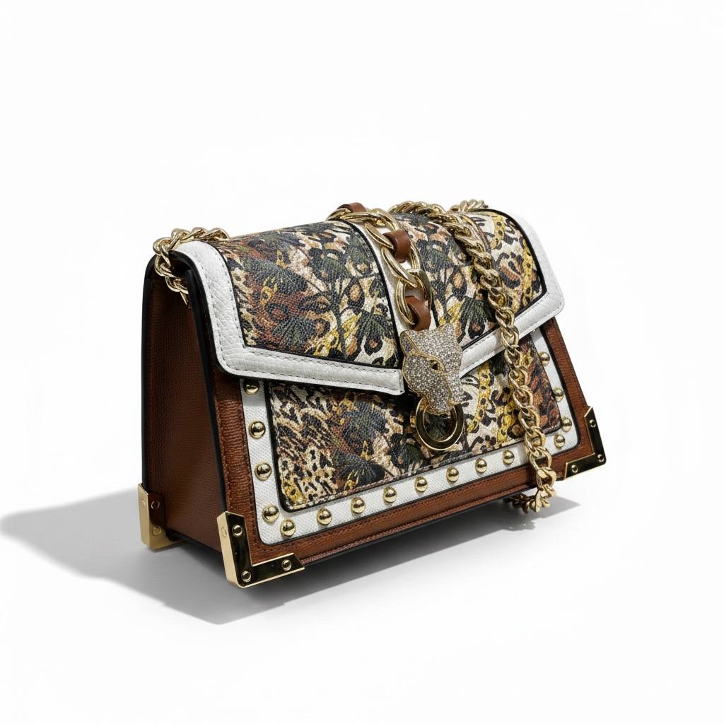 ALDO Panther Charm Floral Studded Shoulder Bag 🐆✨ Luxury Statement Crossbody Purse