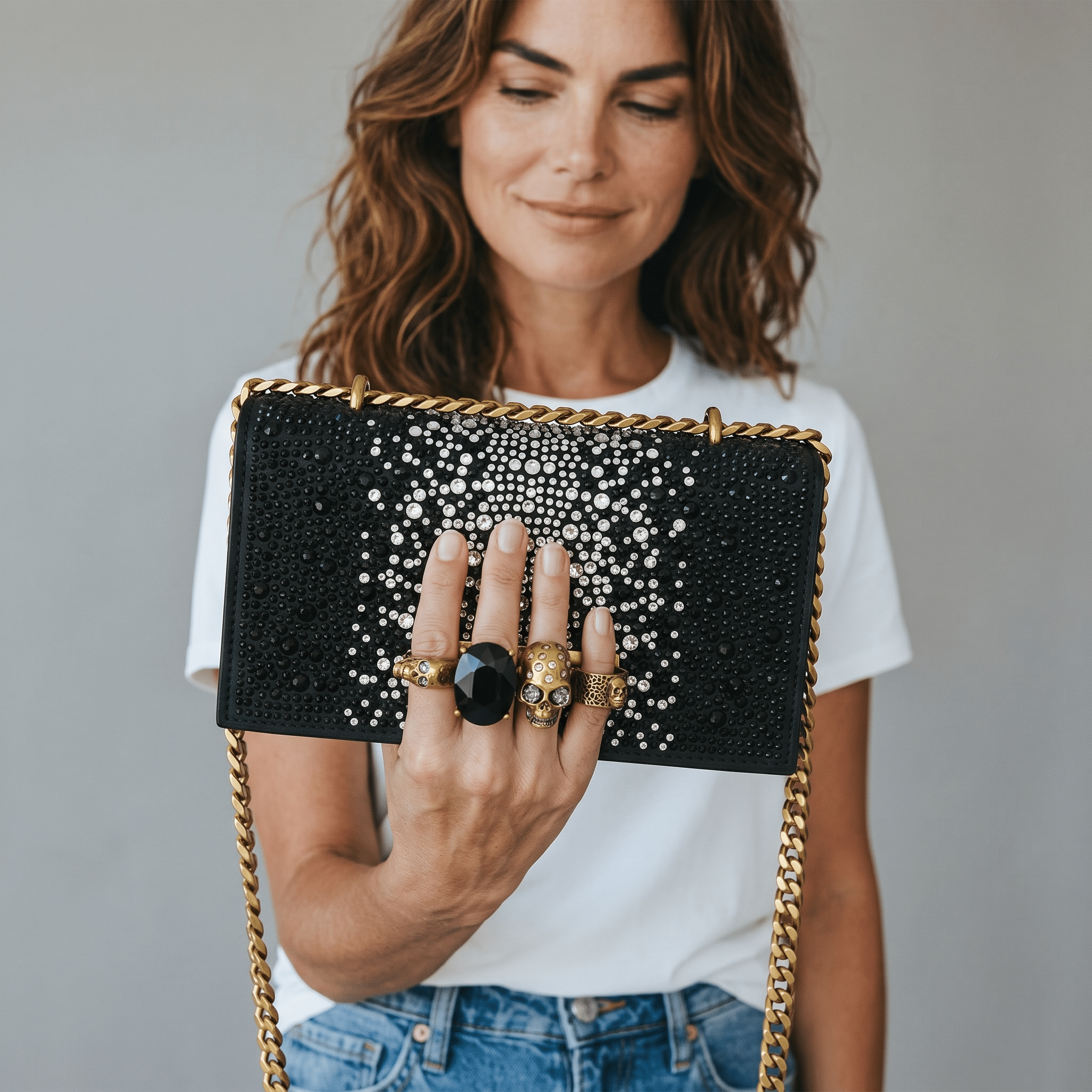 Alexander McQueen Crystal Skull Clutch 🖤✨☠️