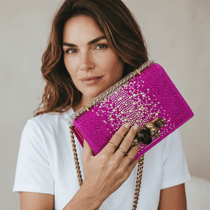 Alexander McQueen Fuchsia Crystal Skull Clutch 💖✨☠️
