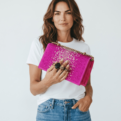 Alexander McQueen Fuchsia Crystal Skull Clutch 💖✨☠️