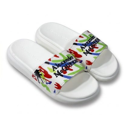 🎨🤍 Alexander McQueen Graffiti Slide Sandals | Luxury Comfort Slides 👣