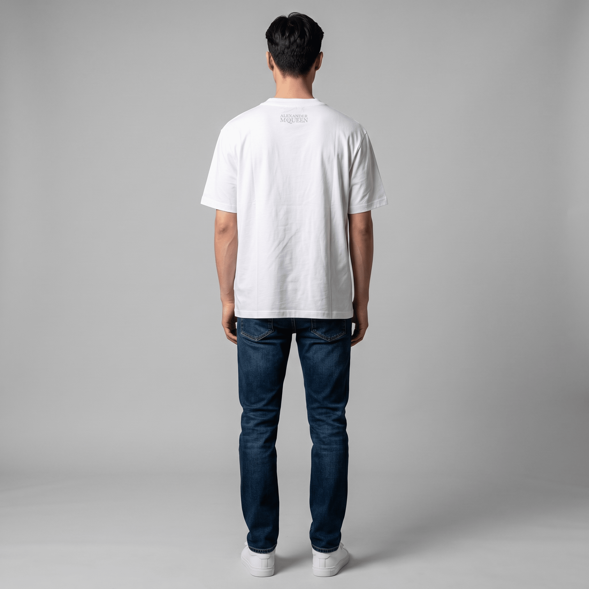 Alexander McQueen White Fade Skull T-Shirt – Minimal Side Graphic 💀