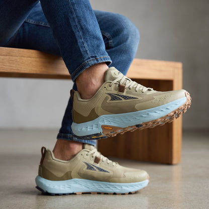 Altra Trail Shoe – Sand Tan with Sky Blue Sole 👟