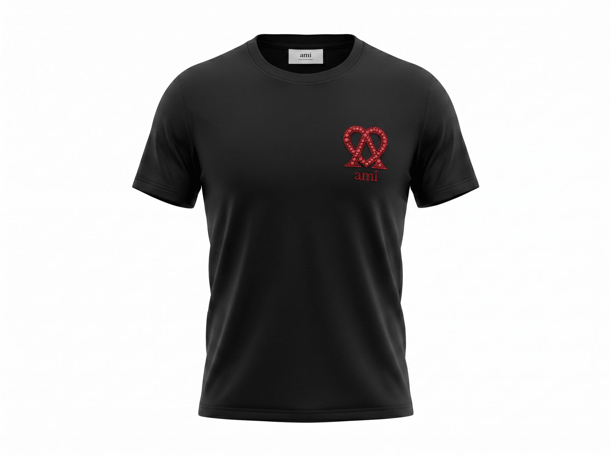 AMI Paris Black Red Heart Logo T-Shirt 🖤❤️