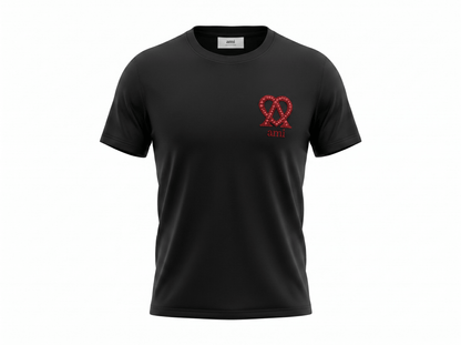 AMI Paris Black Red Heart Logo T-Shirt 🖤❤️