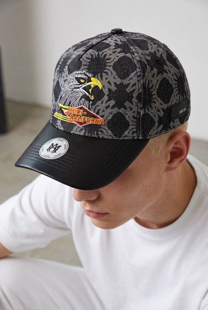 Amiri California Eagle Graphic Baseball Cap – Black & Grey
