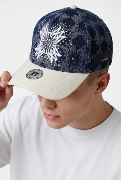 Amiri Crystal MA Graphic Baseball Cap – Navy Blue & White