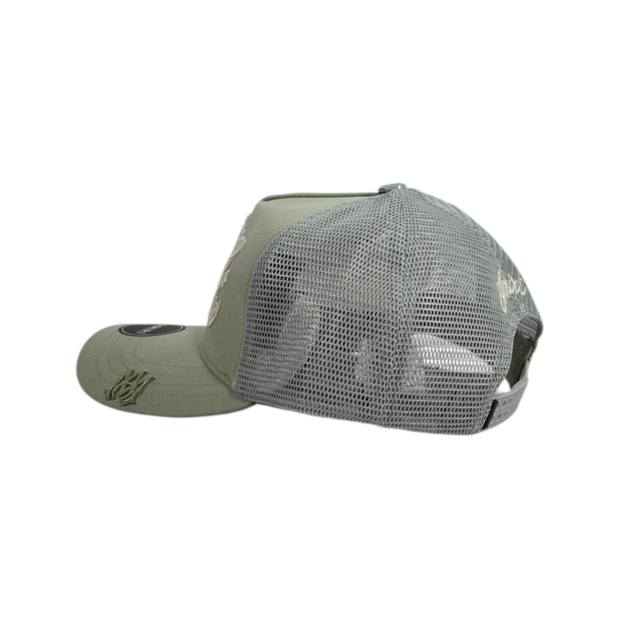 Amiri “Living The Dream” Trucker Cap – Olive Green Mesh Streetwear 🧢🫒