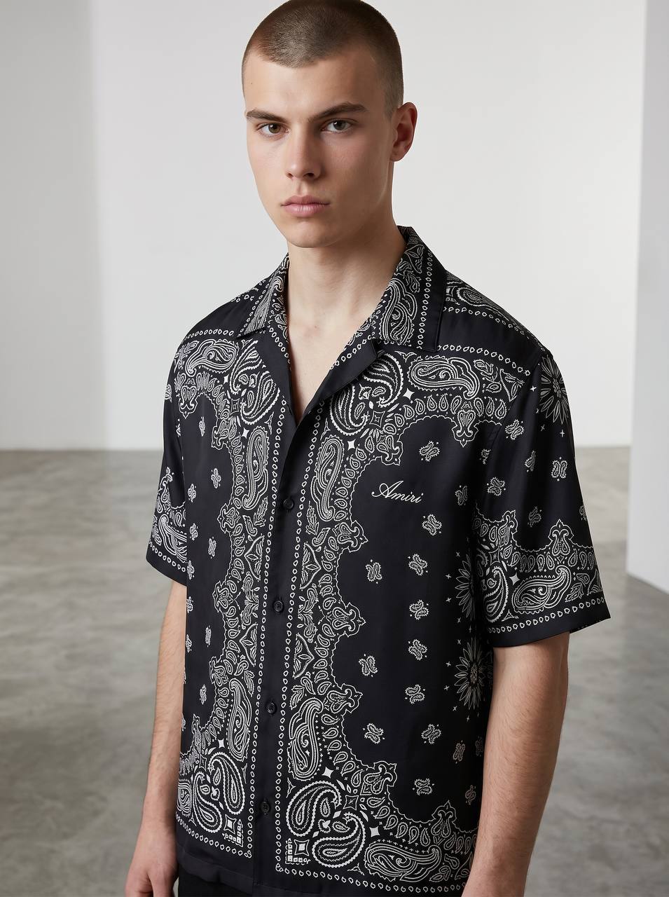 Amiri Paisley Silk Shirt – Black Luxury Resort Shirt 🖤✨