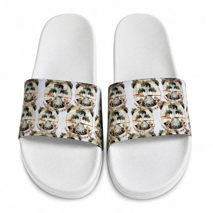 Amiri Tropical Print Slide Sandals – Luxury Designer White Unisex Comfort Slides
