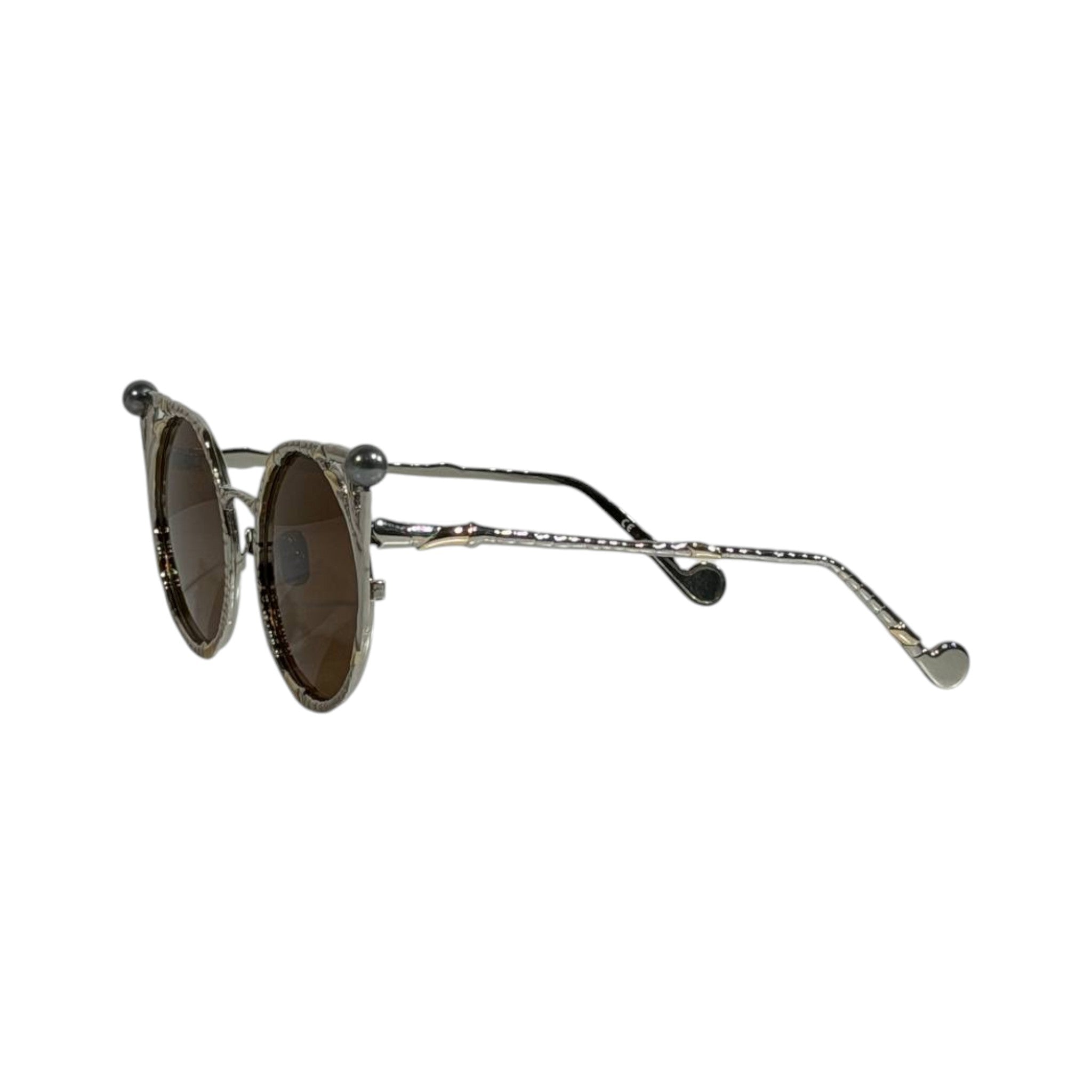 Anna Karin Karlsson Sculptural Round Sunglasses – Gold Frame Brown Lens 🕶️✨