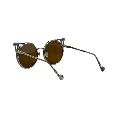 Anna Karin Karlsson Sculptural Round Sunglasses – Gold Frame Brown Lens 🕶️✨