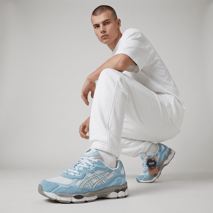 💙🤍 ASICS GEL-NYC Retro Running Sneakers – Sky Blue Edition 👟⚡