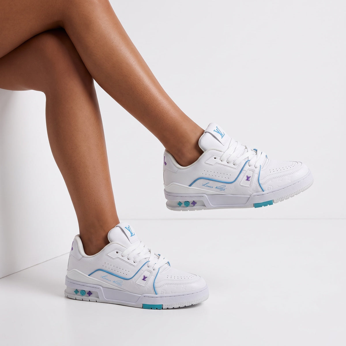 Louis Vuitton Trainer — White & Turquoise