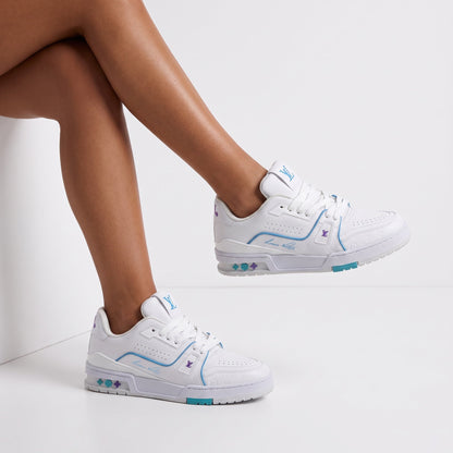 Louis Vuitton Trainer — White & Turquoise