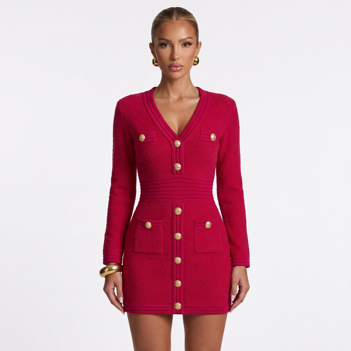 Balmain Cardigan Dress — Fuchsia & Red