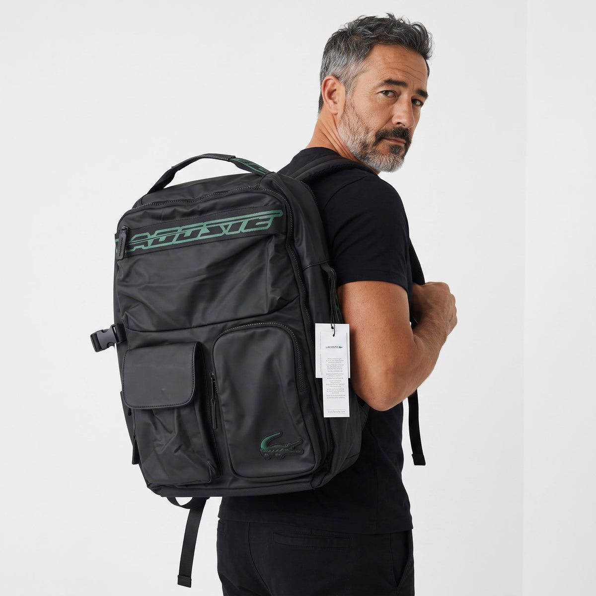 Lacoste Adventure Backpack – Black/Green 🎒🐊