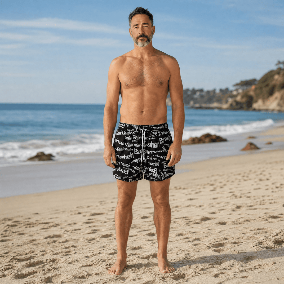 Balmain Logo Swim Shorts — Black