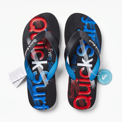 Quicksurf Flip-Flops — Black, Blue & Red
