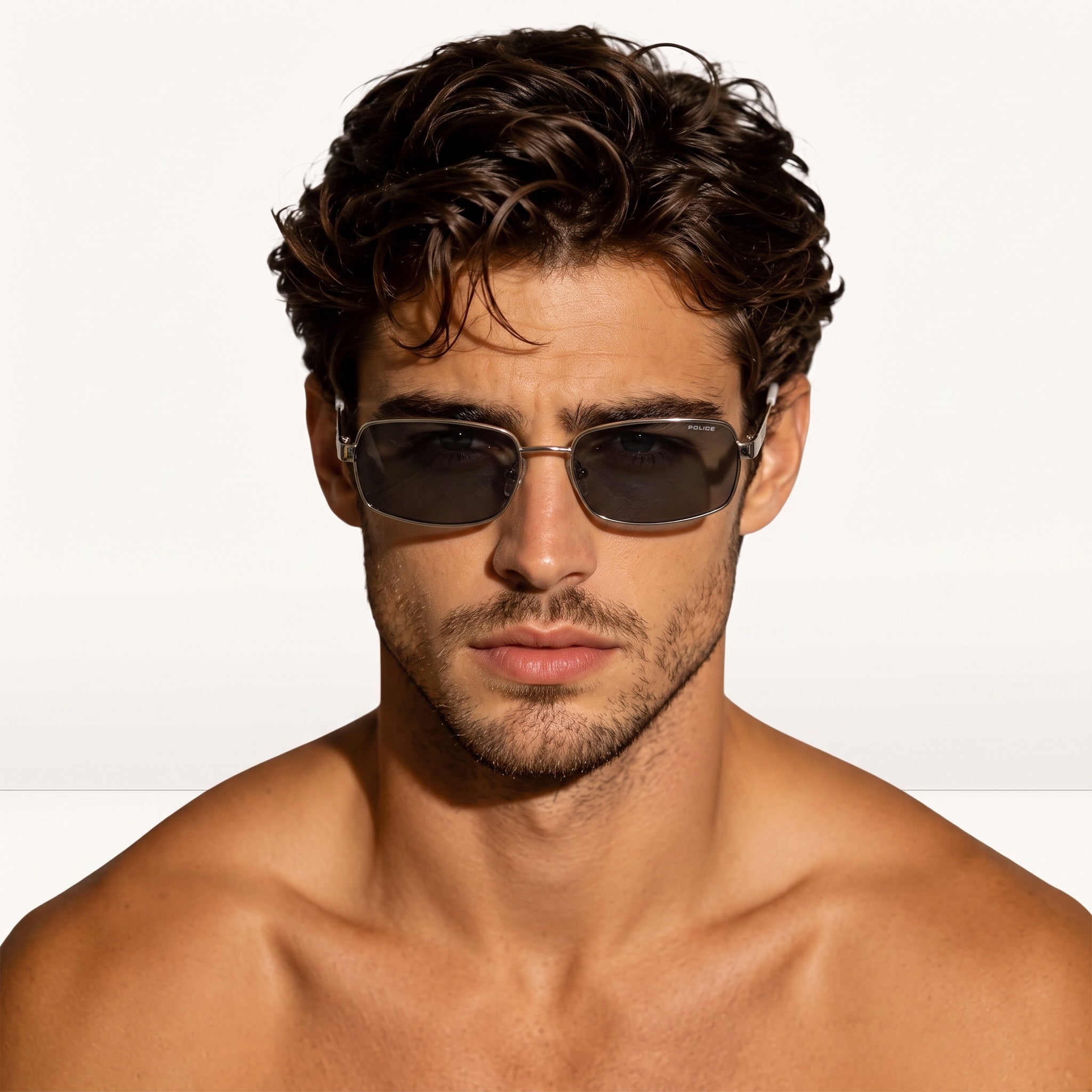 Police Sunglasses – Silver Metal Rectangular 🕶️