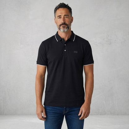 🖤 BOSS Essential Black Polo Shirt – Timeless Smart Casual Luxury