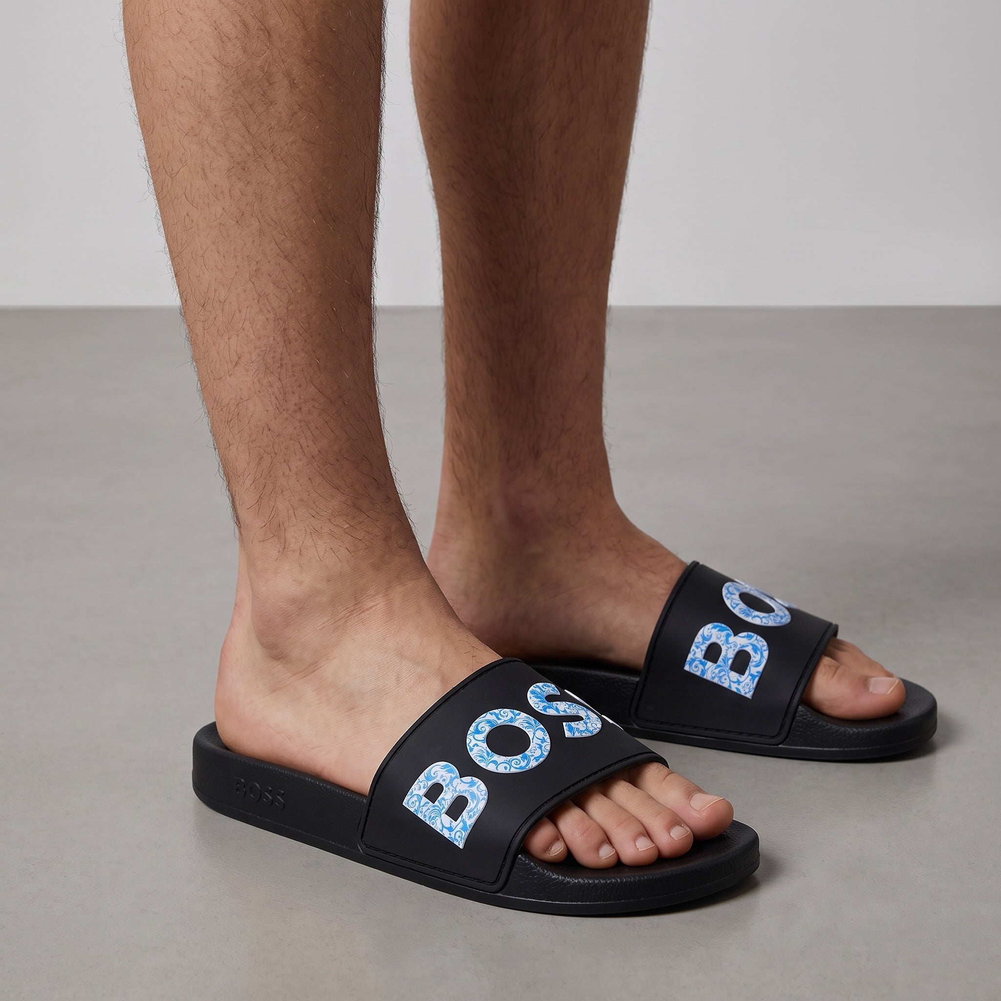 BOSS Men's Slides – Black Logo Pool Slide 🖤🩴