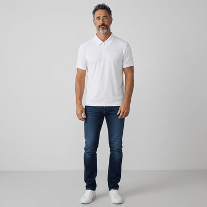 BOSS Quarter-Zip Polo Shirt – White