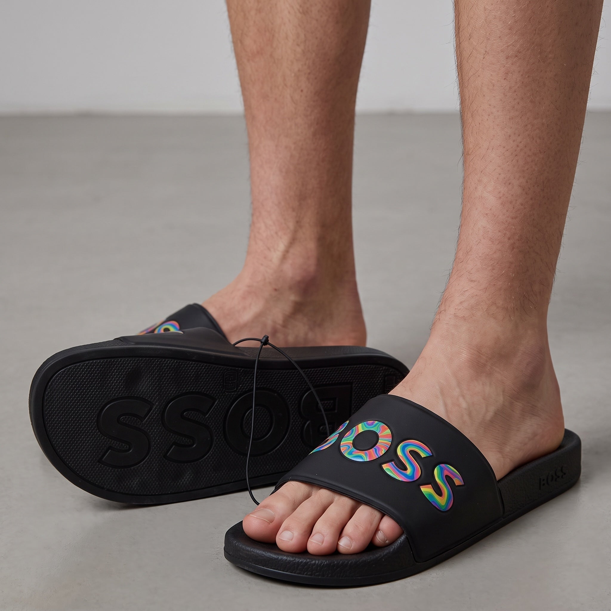 BOSS Slides – Black Rainbow Logo 🖤🌈