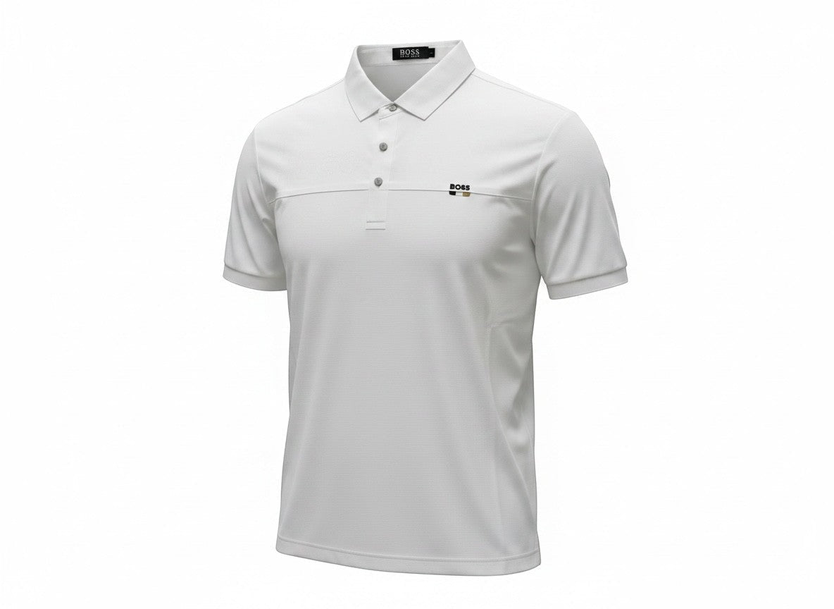 BOSS White Polo Shirt 🤍✨ Signature Minimal Logo