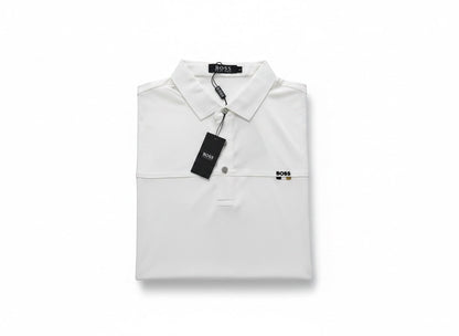 BOSS White Polo Shirt 🤍✨ Signature Minimal Logo