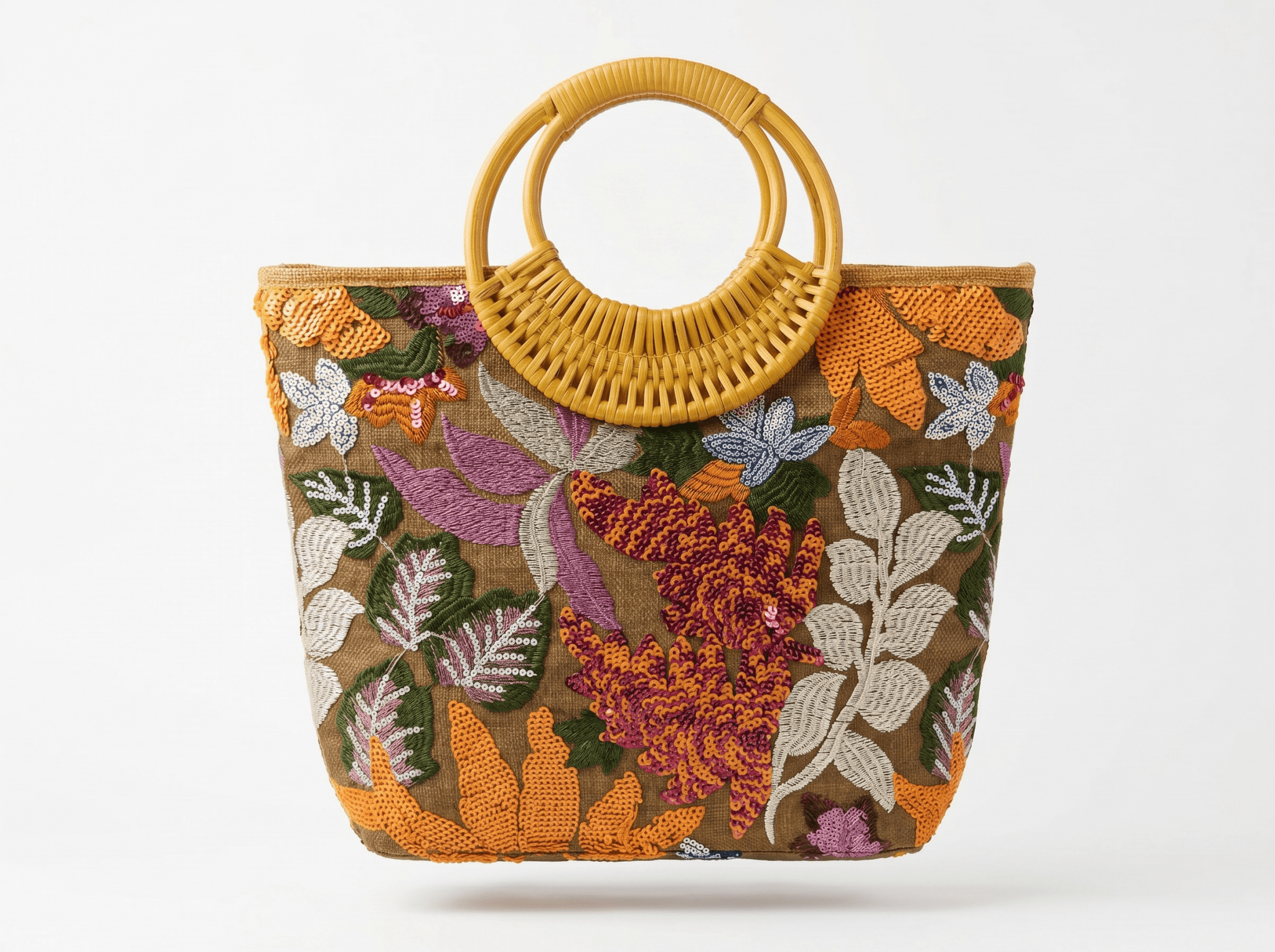 Botanical Sequin Beach Tote Bag 🌿🌺👜