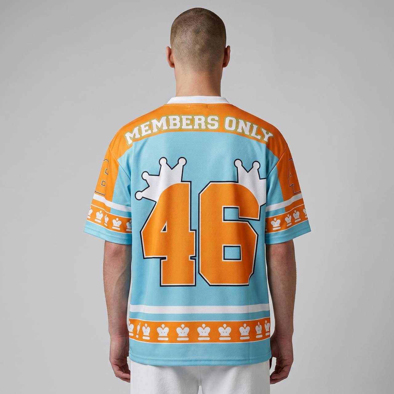👑 Brandname Studios Oversized Varsity Jersey – Premium Streetwear Edition 💙🧡