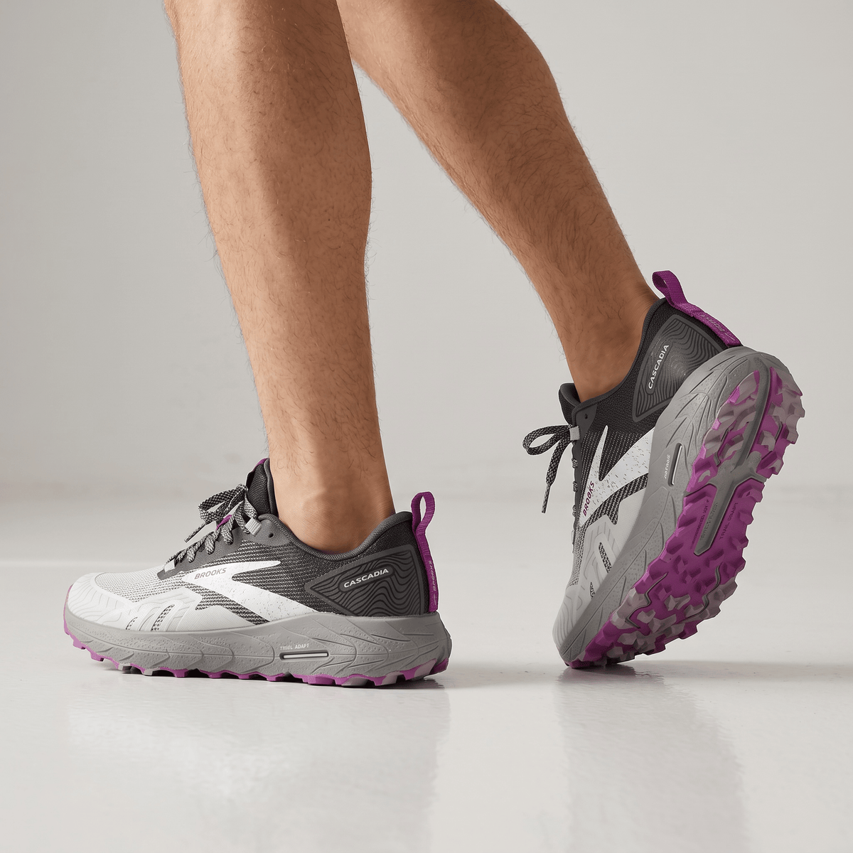 🏔️👟 Brooks Cascadia Trail Running Shoes – Grey Purple Outdoor Performance Sneakers ⚡