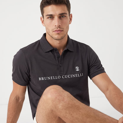 Brunello Cucinelli Logo Polo — Charcoal