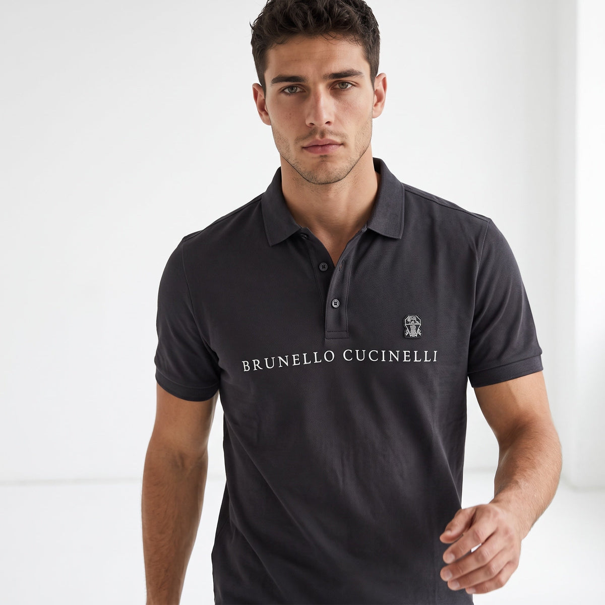 Brunello Cucinelli Logo Polo — Charcoal
