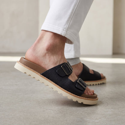 Brunelo cucinelli Buckle Sandal – Black Leather 🖤👣