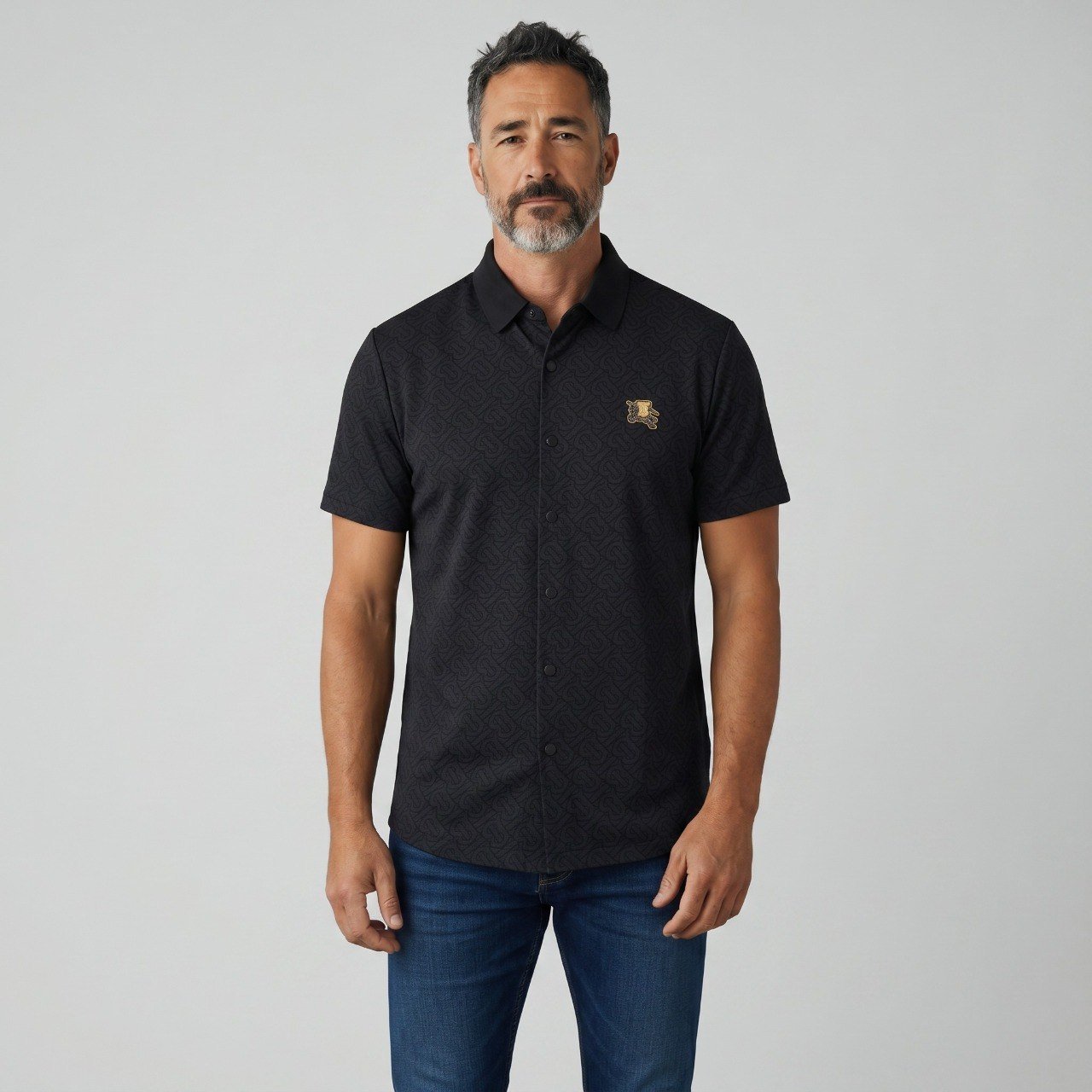 🖤 Burberry Black Monogram Short Sleeve Shirt – Signature Luxury Collection