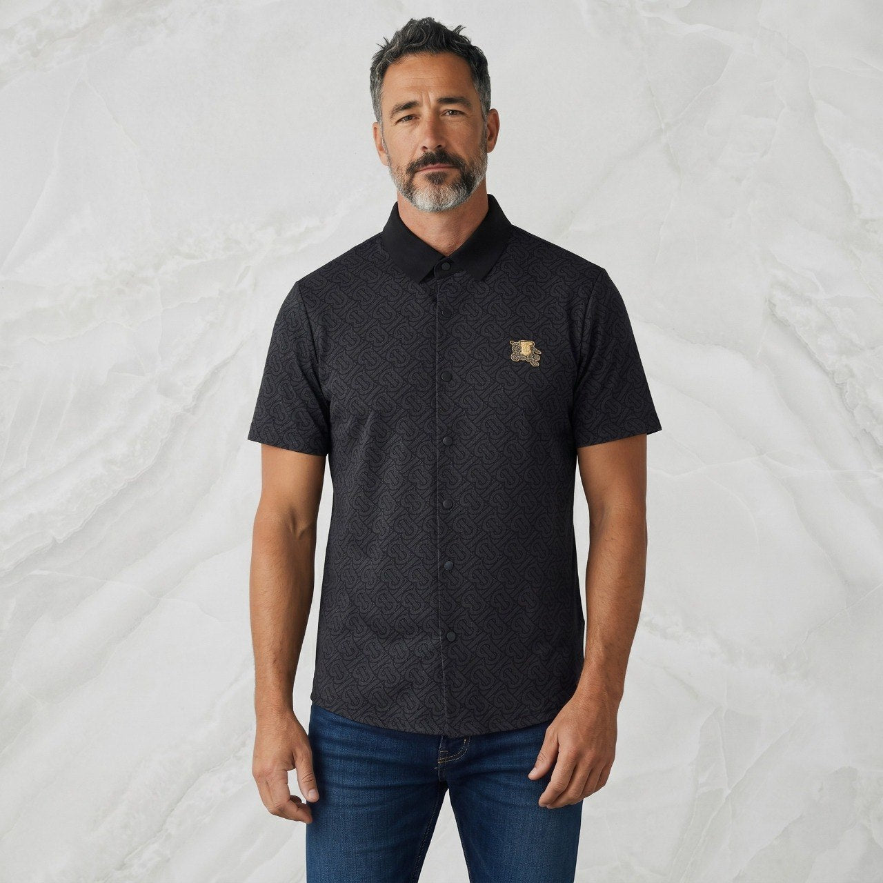 🖤 Burberry Black Monogram Short Sleeve Shirt – Signature Luxury Collection