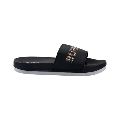 Burberry Check Logo Slides – Triple Black Edition 🖤✨