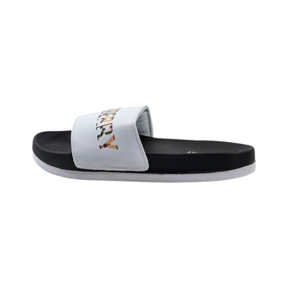 Burberry Check Logo Slides – White Edition 🤍✨