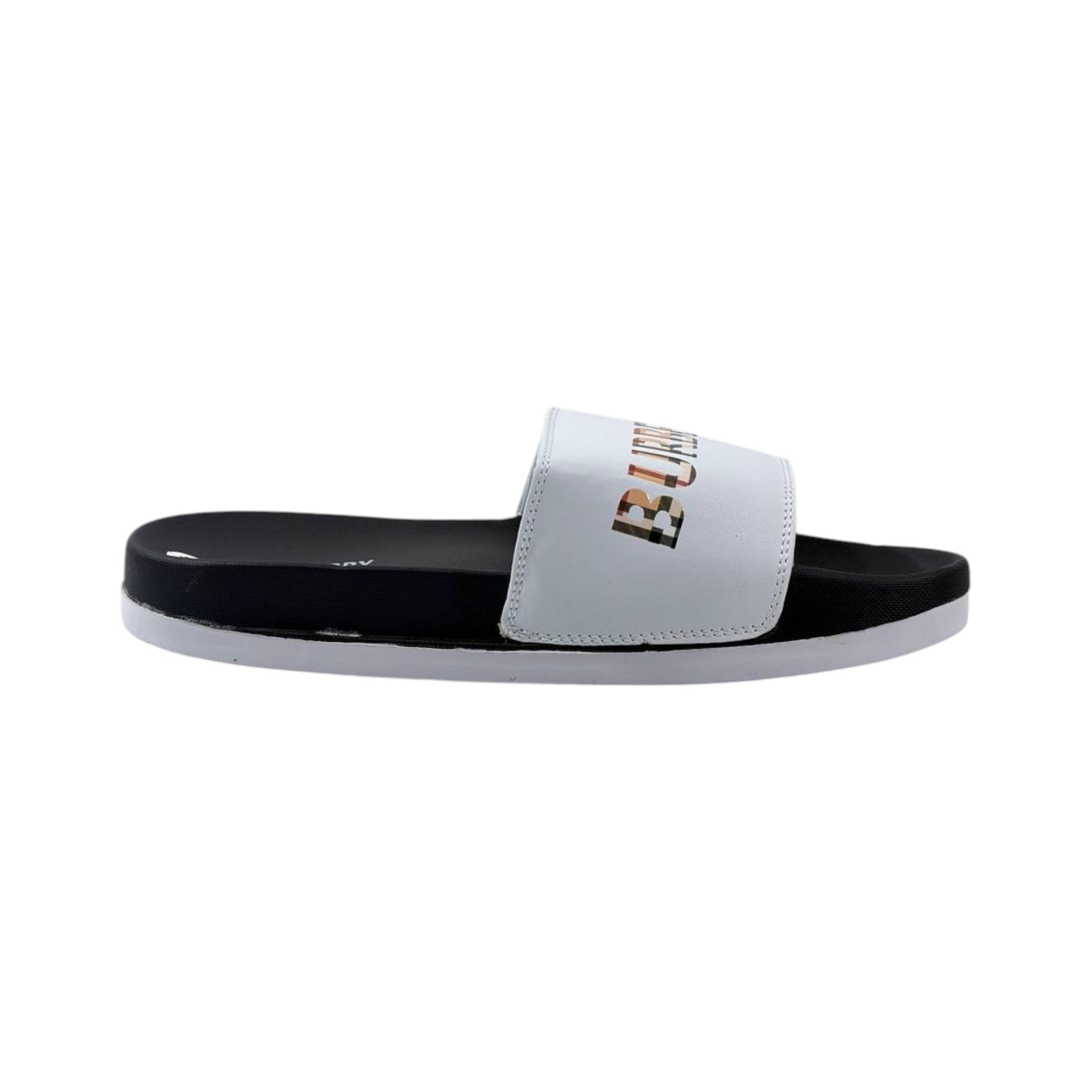 Burberry Check Logo Slides – White Edition 🤍✨